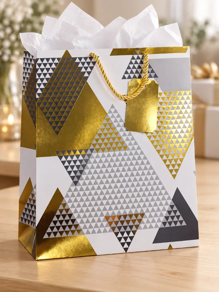 Bolsa de regalo blanca con mosaico dorado-2.webp