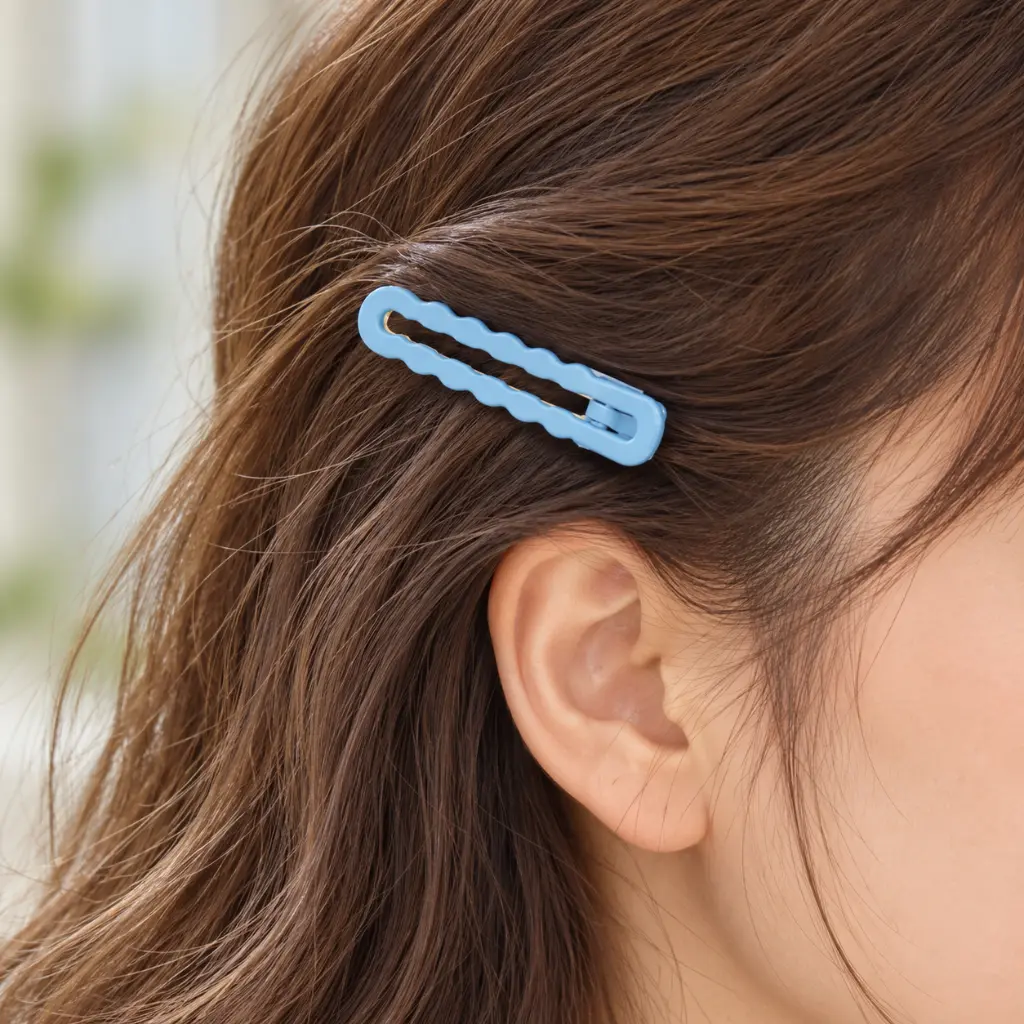 Pastel blue hair barrette in use-2.webp