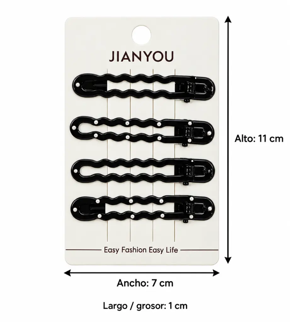 Four black wavy clips with measurements-3.webp