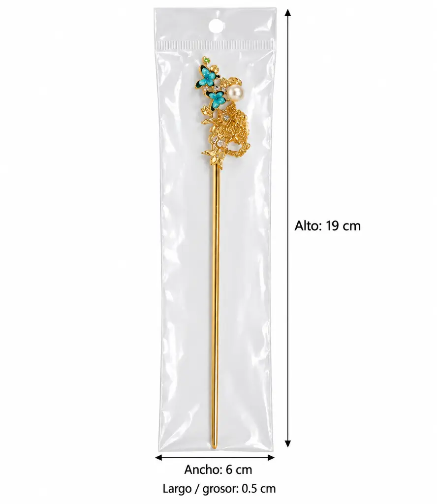 Measured gold turquoise floral hair stick-3.webp