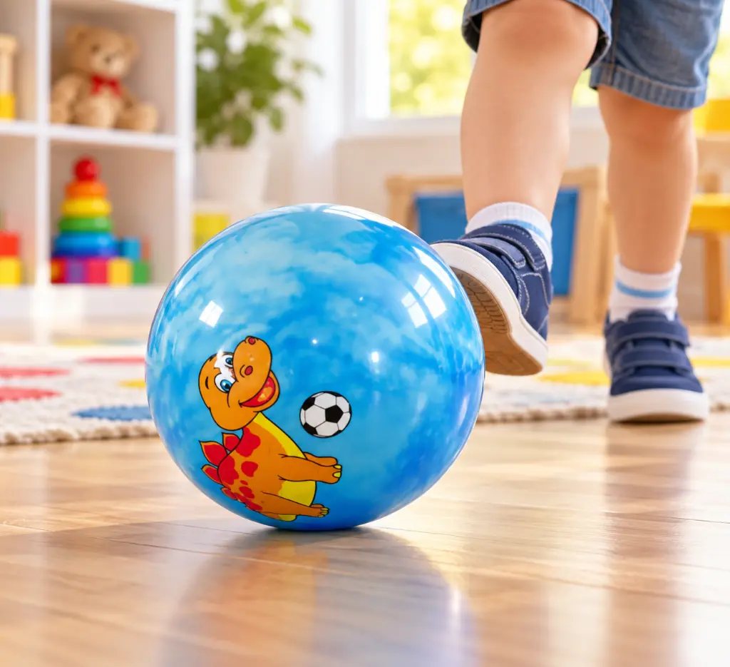 Pelota azul infantil en juego-2.webp