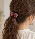 Burgundy plaid bow ponytail accessory-2.webp