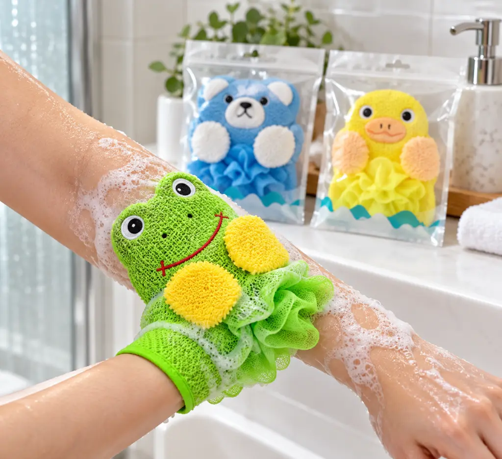Guante exfoliante de rana para baño-4 (1).webp