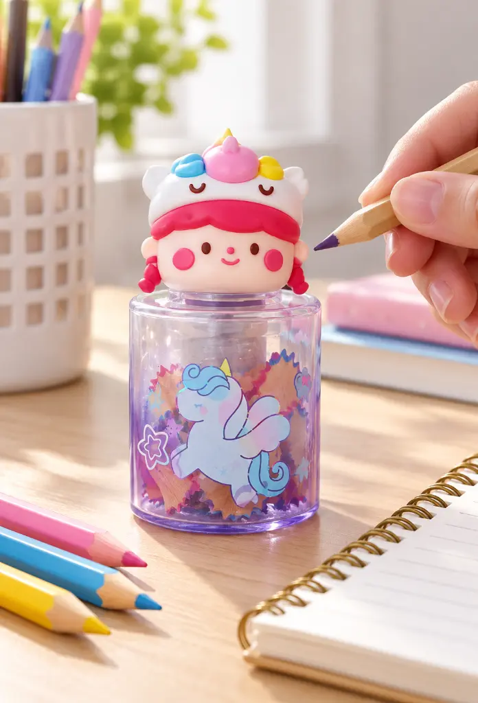 Sacapuntas unicornio sobre escritorio de estudio-1.webp