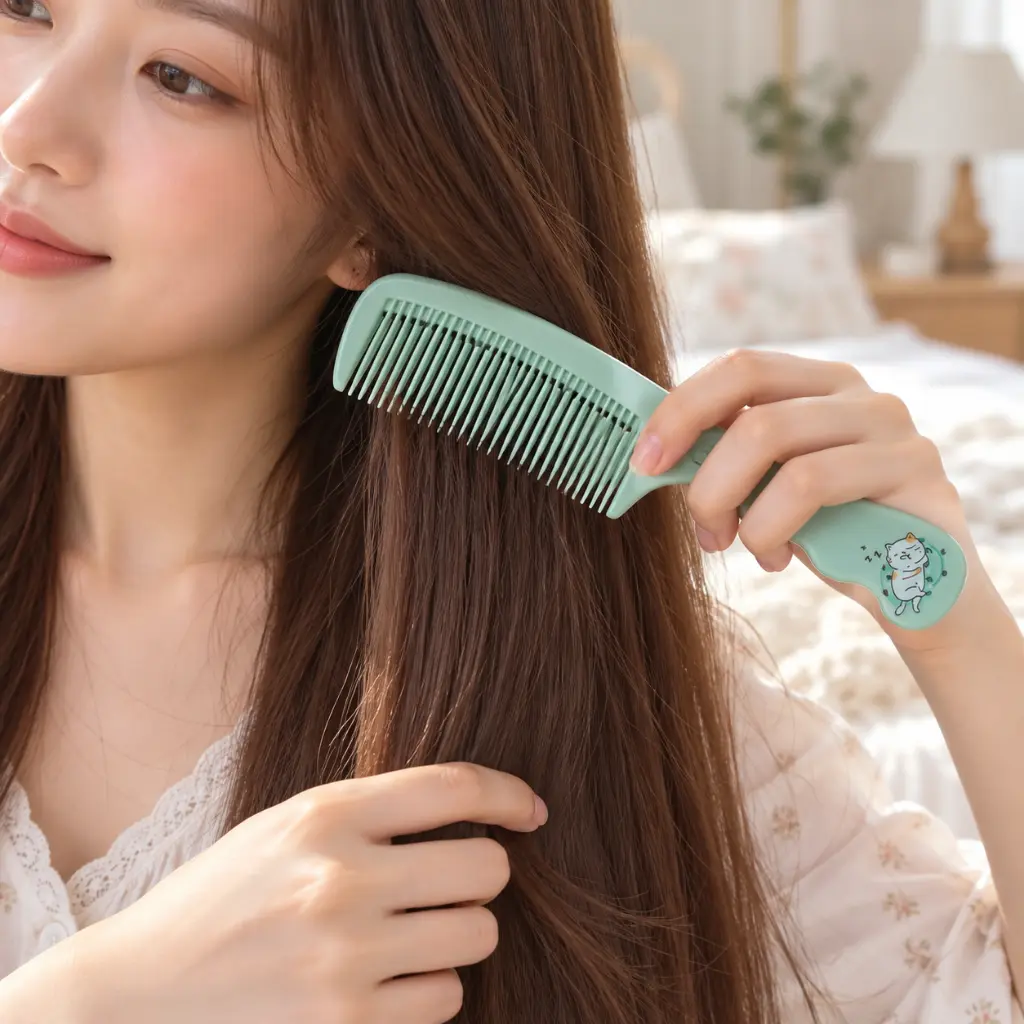 Peine menta con gatito para cabello largo-2.webp