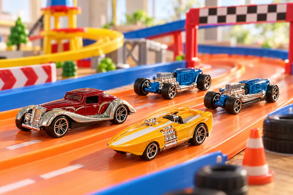 Cuatro autos retro en carrera-2.webp