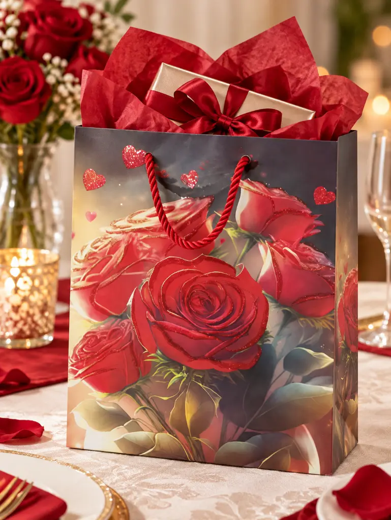 Bolsa floral roja con regalo-2.webp