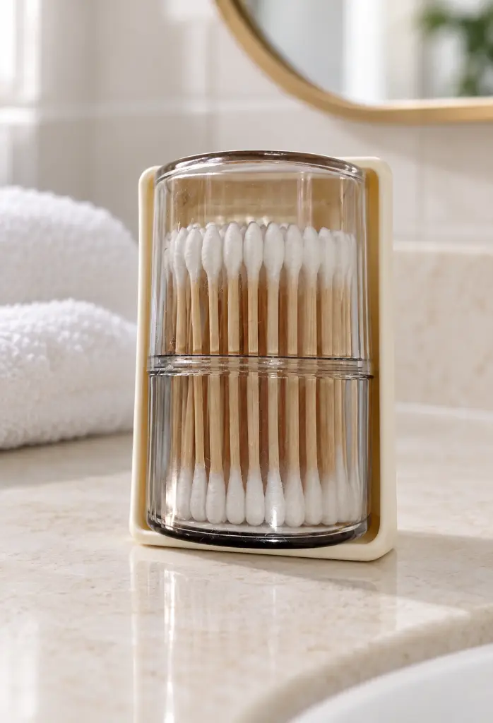 Recipiente transparente de hisopos en baño-2.webp