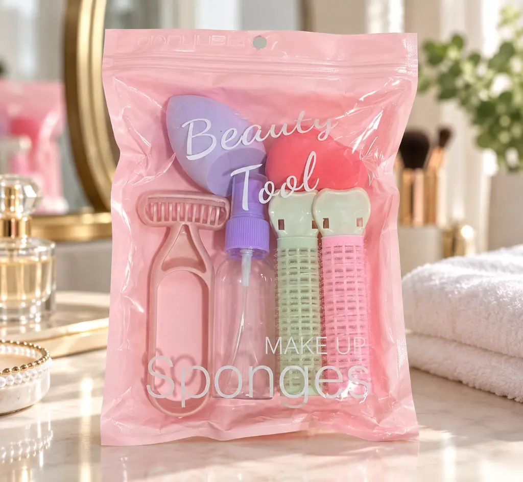 Set de belleza rosa junto al espejo-2.webp