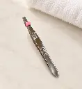 Silver Chevron Eyebrow Tweezers on Ivory Vanity-2.webp