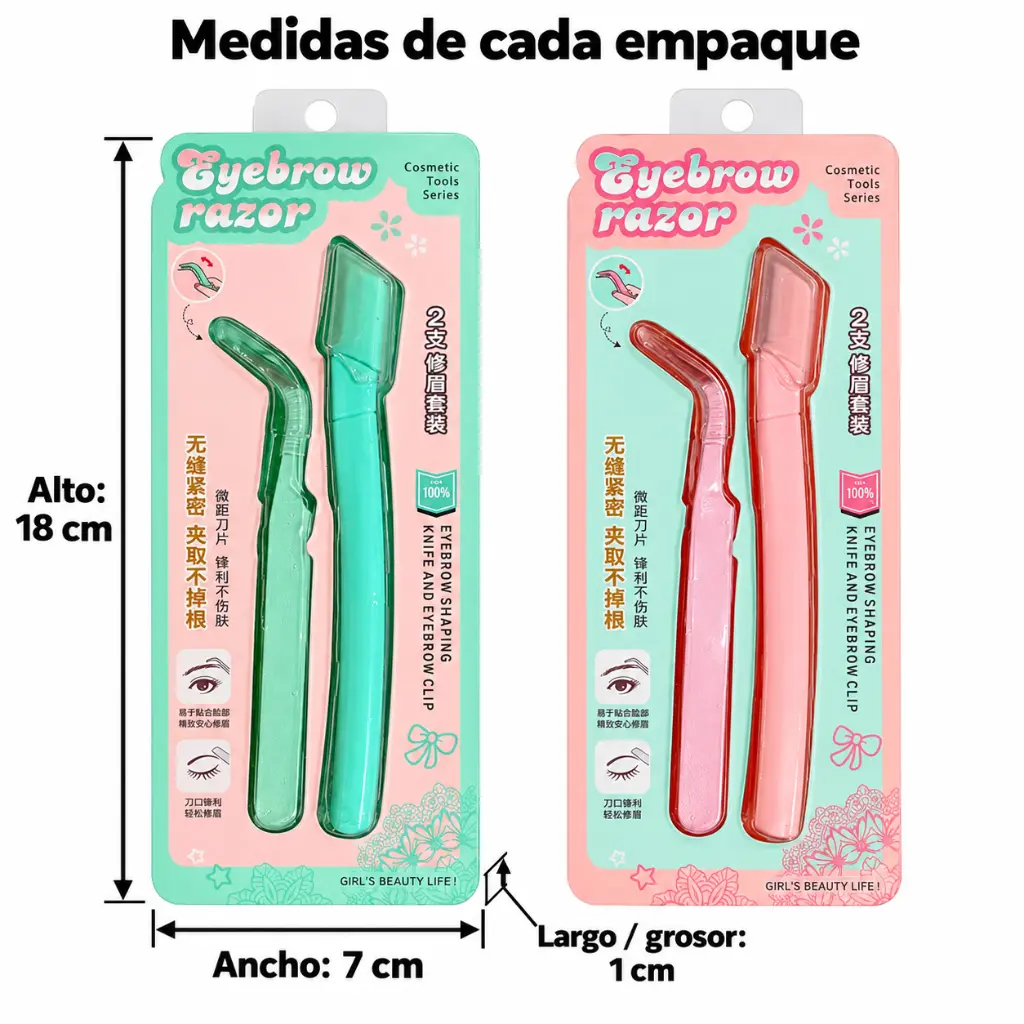 Mint and pink eyebrow razor package dimensions-3.webp