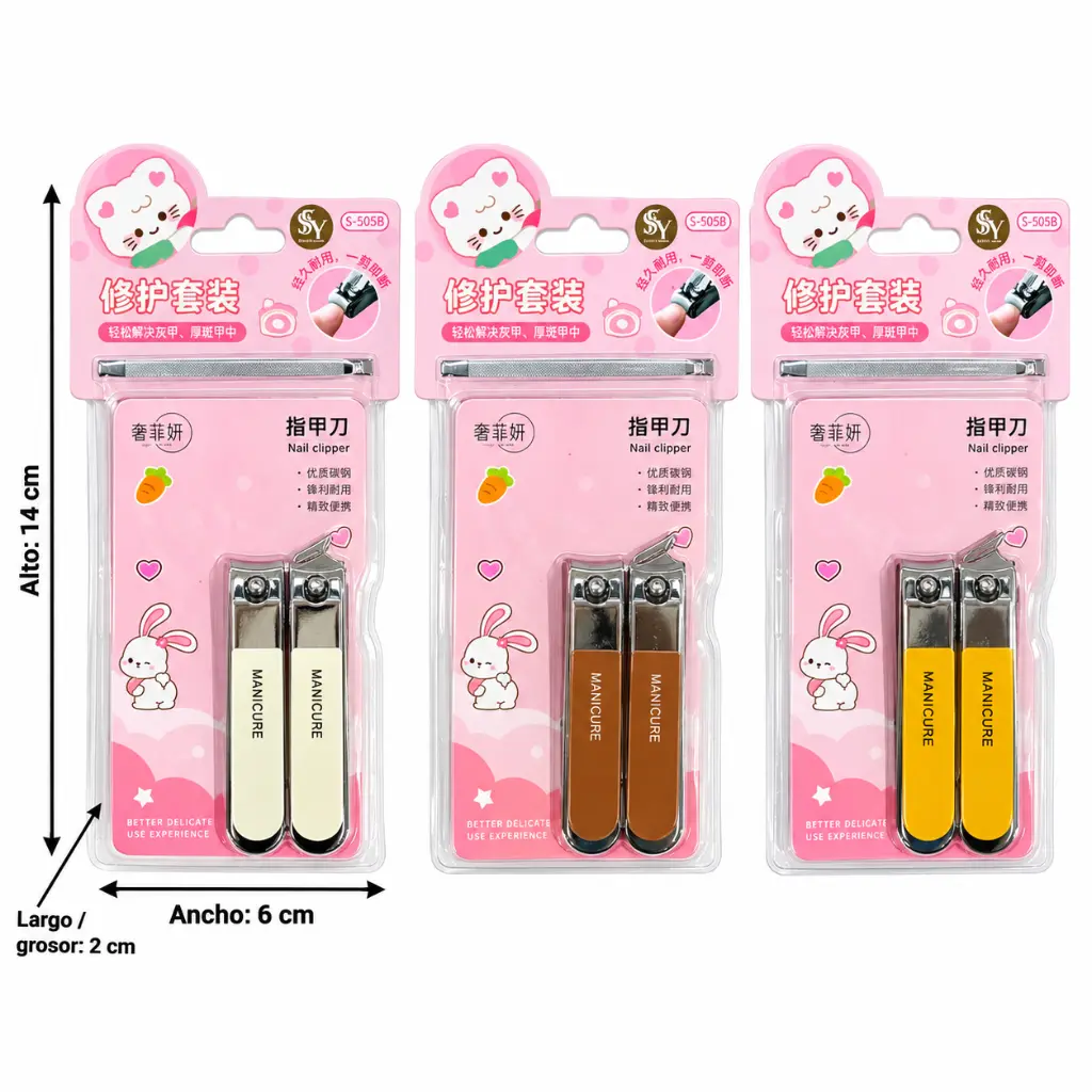 Three pink bunny manicure sets with measurements-3.webp
