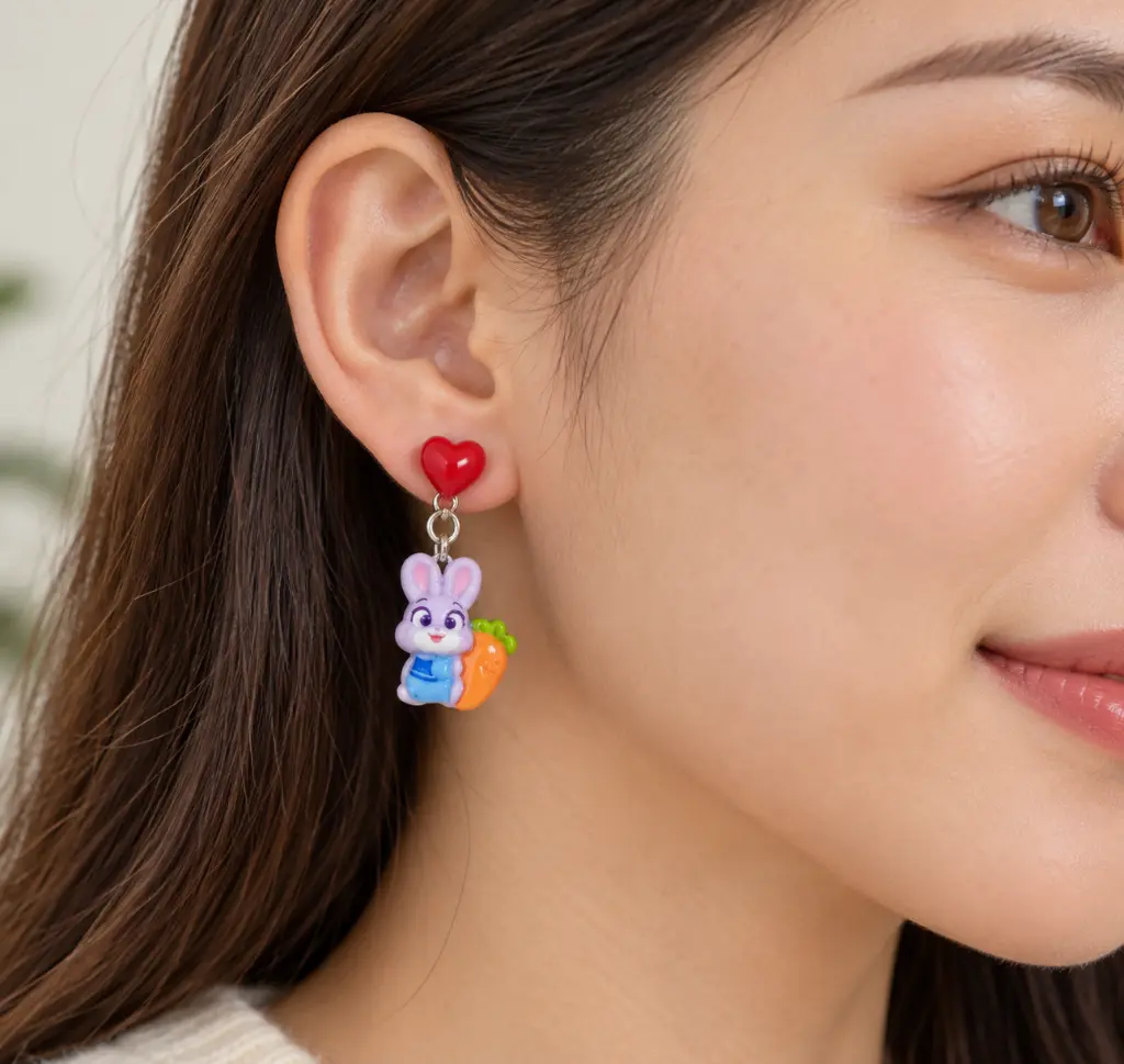 Lilac rabbit earring portrait-2.webp