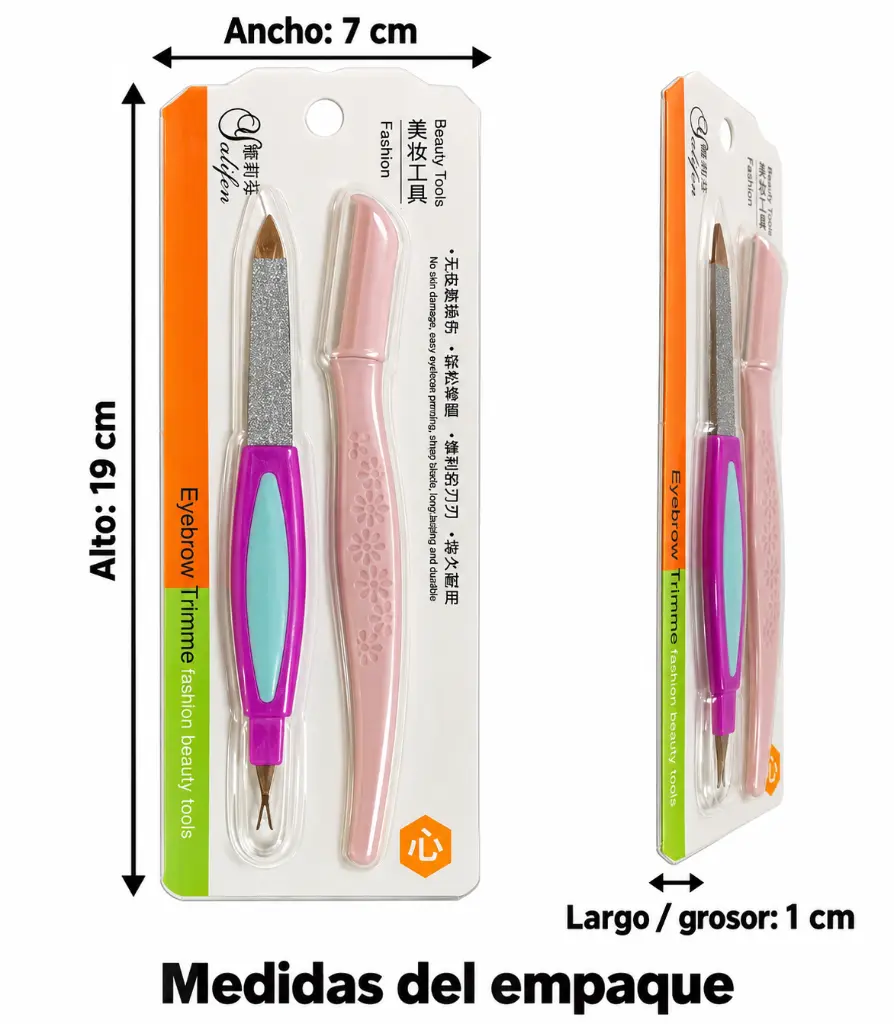 Eyebrow Razor and Nail File Package Measurements-3.webp