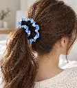Pearl-Trimmed Striped Scrunchie in Ponytail-2.webp