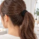 Black textile hair tie in ponytail-2.webp