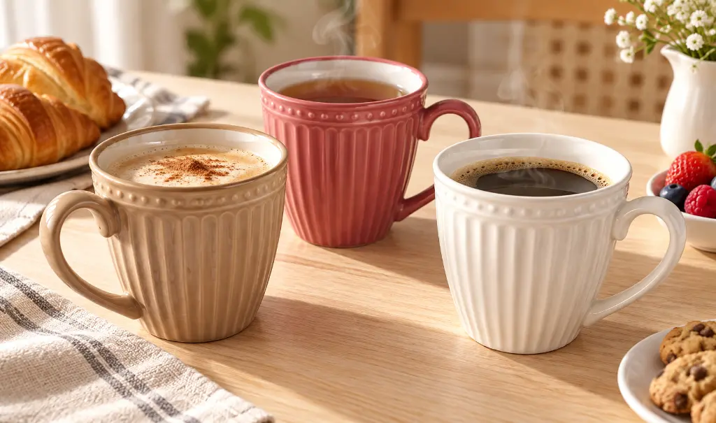 Tres tazas acanaladas en desayuno acogedor-2.webp