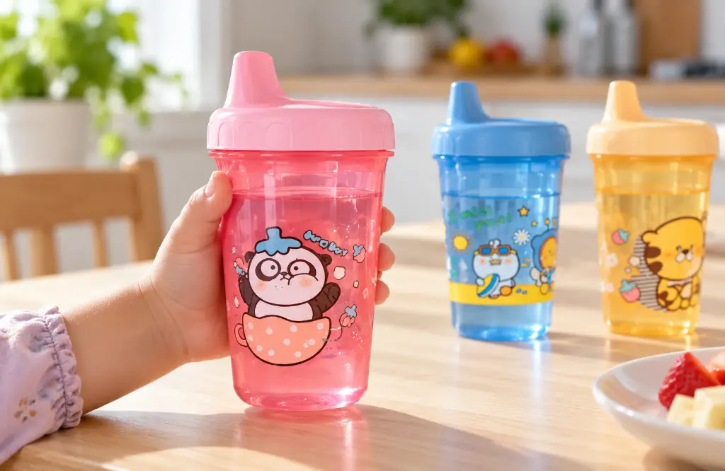 Vaso infantil rosado en manos pequeñas-2.webp