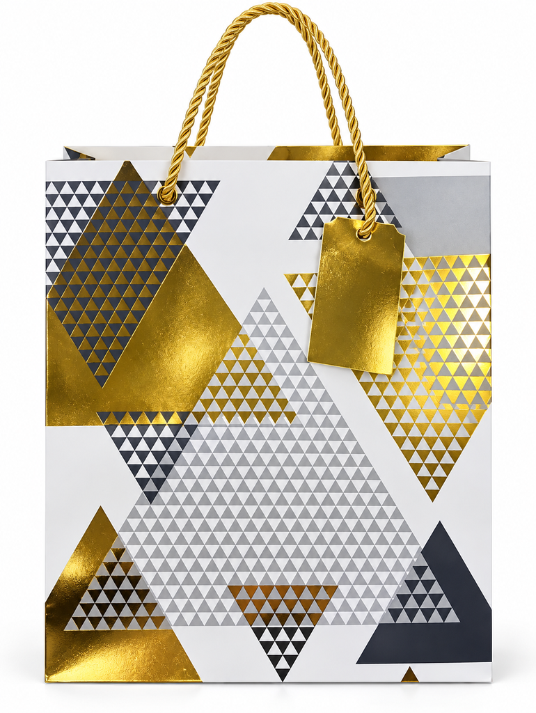 BOLSA MEDIANA DE REGALO DISEÑO DE TRIANGULOS A01520