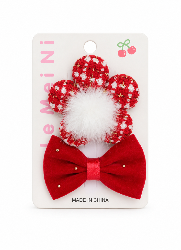 PAJARITA FLORAL DE PATO DE PIEL ROJA EN CAJA