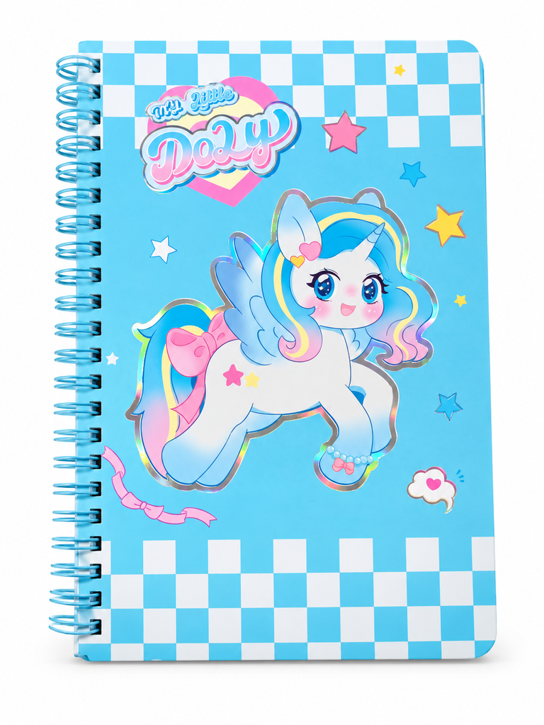 XX-2599 CUADERNO ESPIRAL PONY, ESTAMPADO EN PLATEADO (25K)