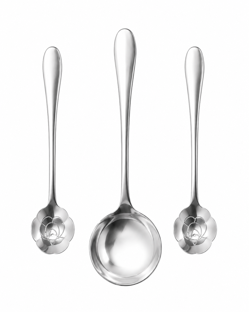 TRES CUCHARAS DE CAFÉ DE ROSA