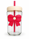 VASO DE VIDRIO CON PAJILLA Y LAZO DE QUANMING (450ML)