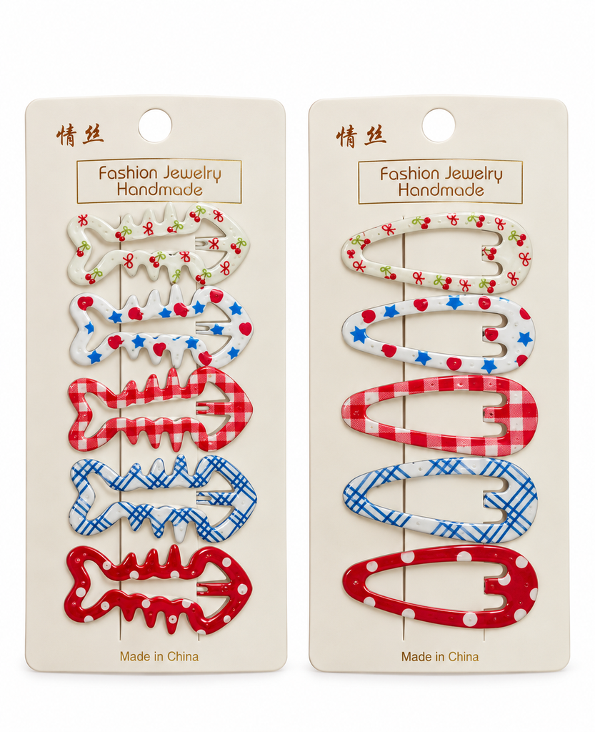 SET DE 5 CLIPS BB CON ESMALTE Y ESTAMPADO EN CAJA