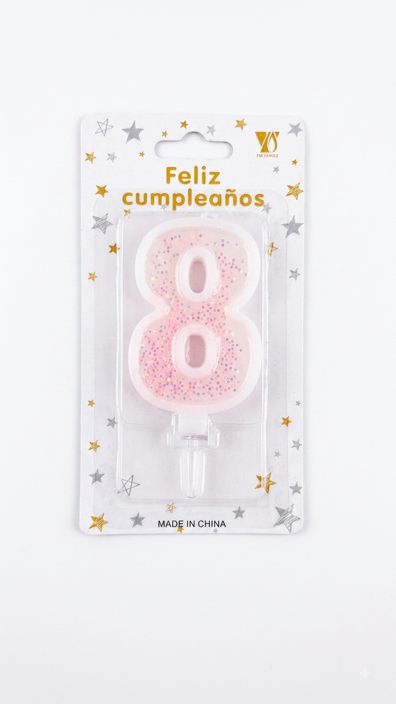 VELA DE NUMERO PARA CUMPLEAÑOS CON BRILLO