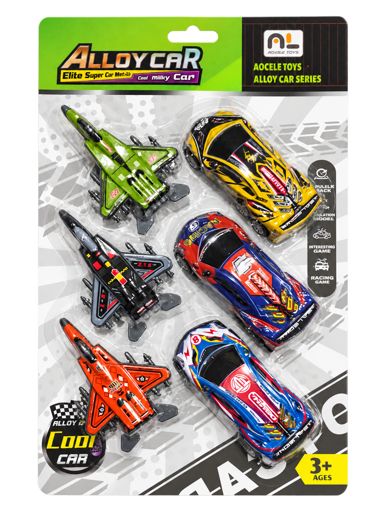SET DE CARROS CON AVIONES ALLOY CAR